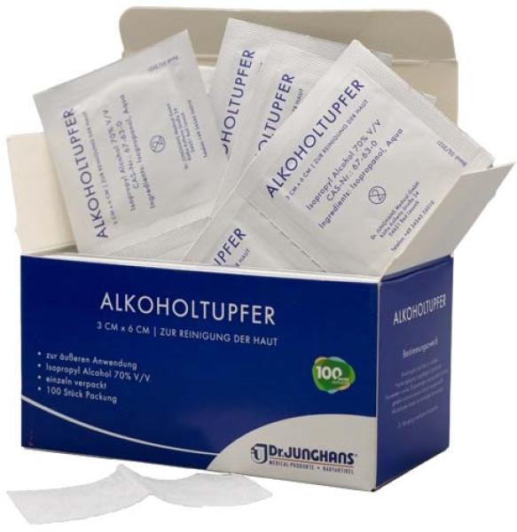 Alkoholtupfer 3 x 6 cm gefaltet, steril, 100 Stk.